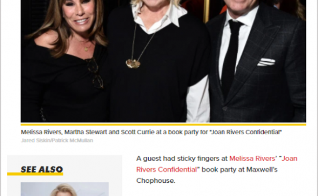 Page Six “Guest tries to sneak vodka out of Melissa Rivers’ book party”