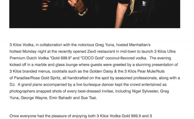 Resident Magazine “3 Kilos Vodka Event”